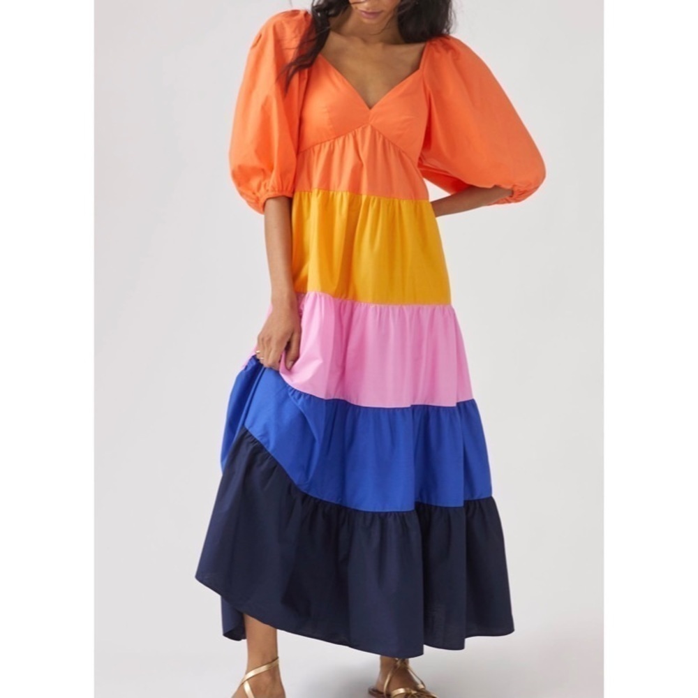 NEW FARM RIO Tiered Colorblock Maxi Dress